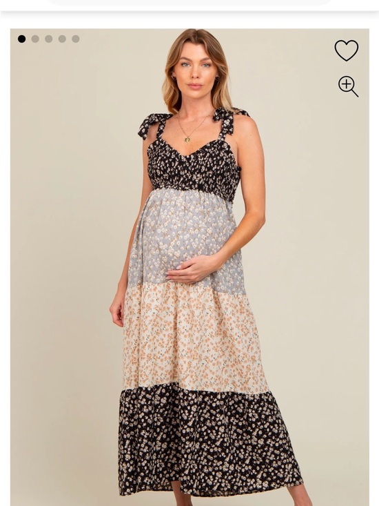 Pinkblush Dresses & Skirts - PinkBlush Womens Multicolor Floral Tier Shoulder Tie Maternity Maxi Dress Size M